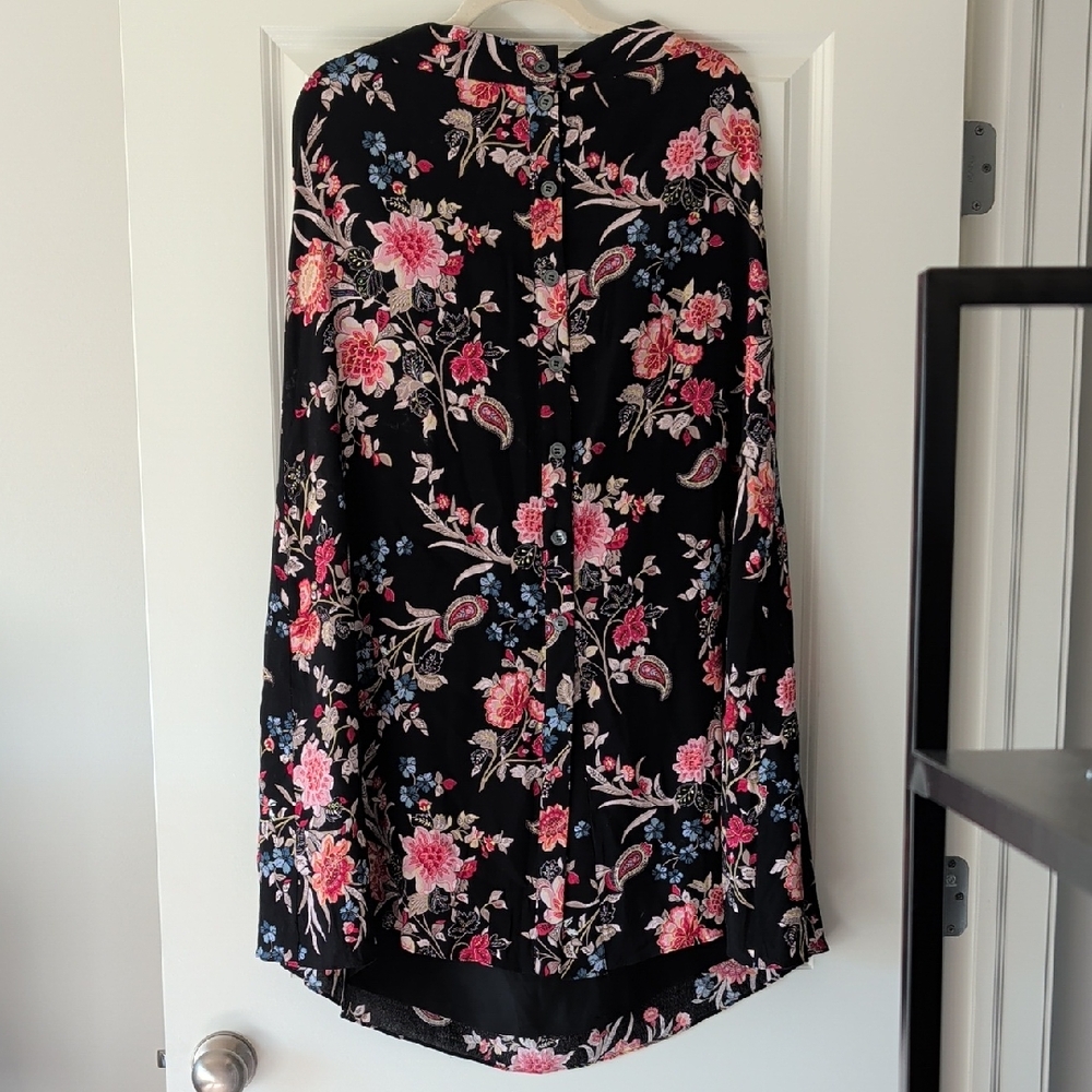 LOFT Black Floral Maxi Skirt